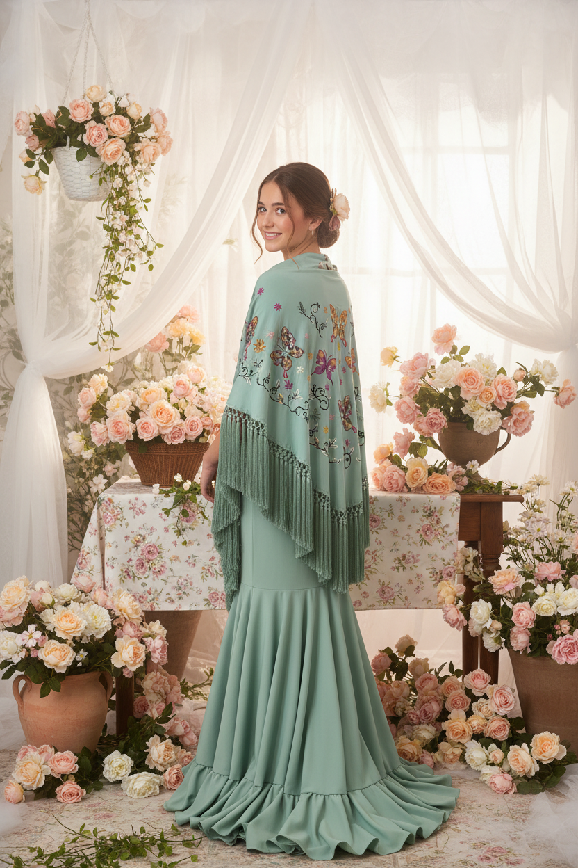 Mantoncillo Triangular Verde Menta con Color 150cm | Ref. MT1