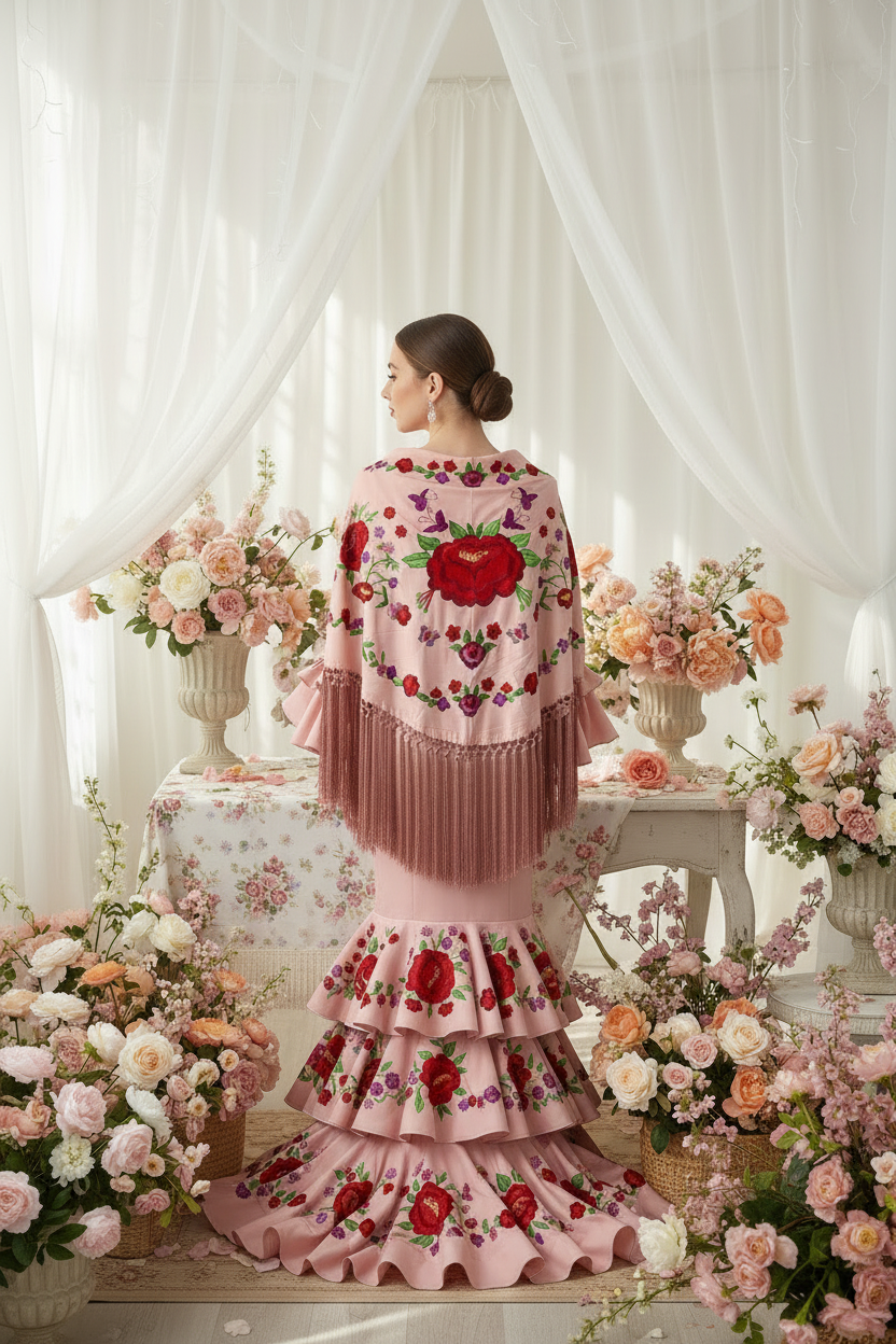 Mantoncillo Triangular Rosa Bebé con Color 150cm | Ref. MT3