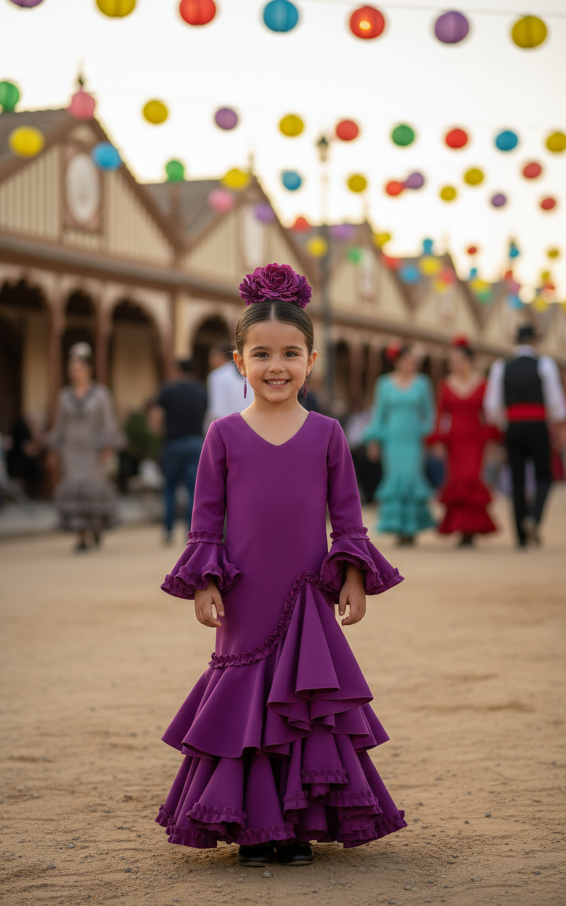Flamenco Dress for Girls - Bougainvillea - Vibrant Color | Ref. KL501