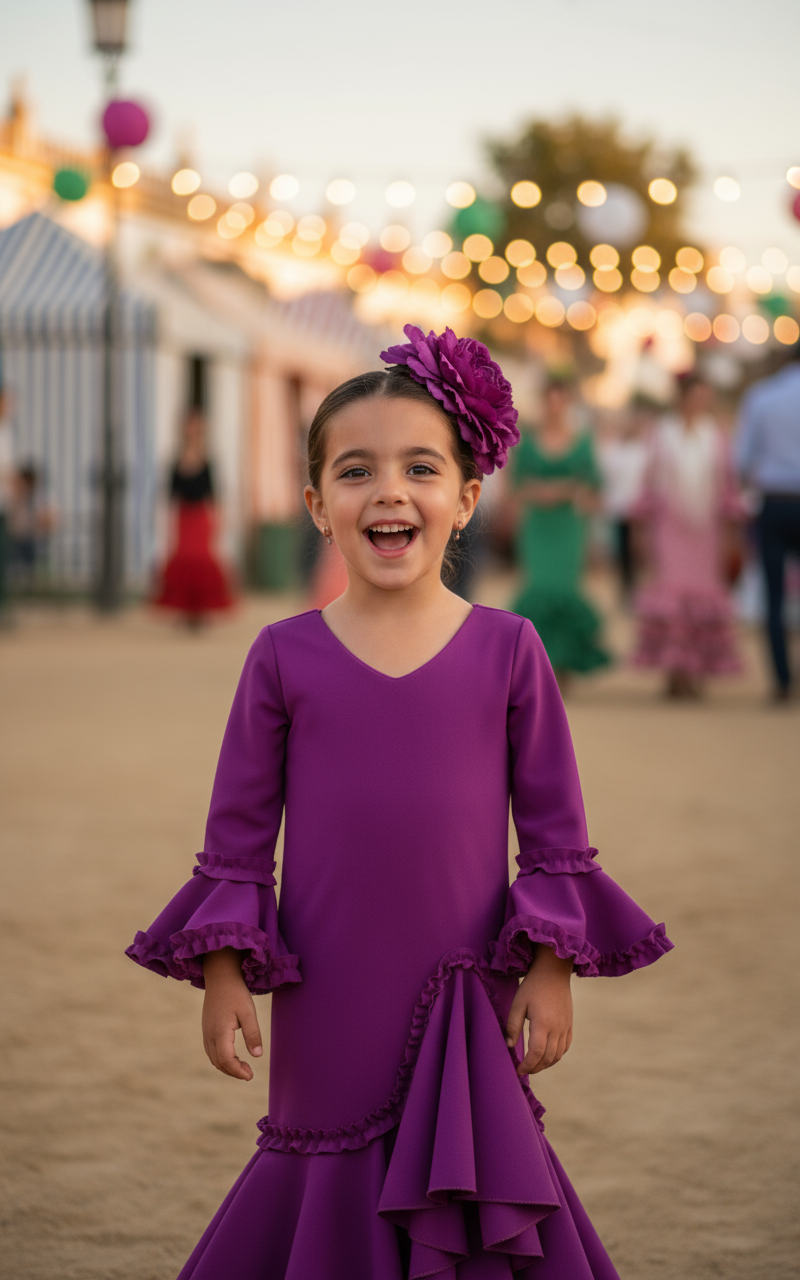 Flamenco Dress for Girls - Bougainvillea - Vibrant Color | Ref. KL501