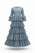 Traje de Flamenca de Niña Azul con Lunares Blancos | Ref. 221783