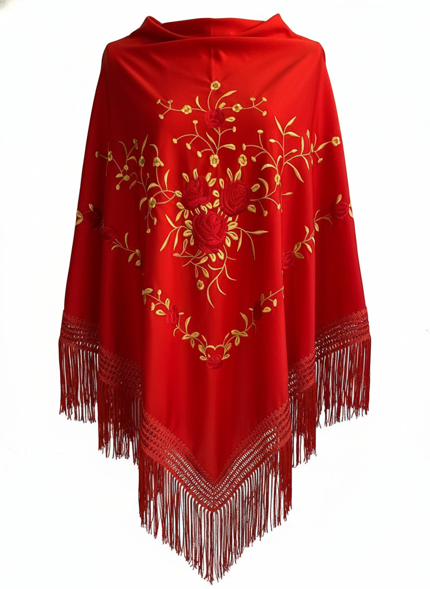 Mantoncillo Triangular Rojo con Dorado 150cm | Ref. MT150-16