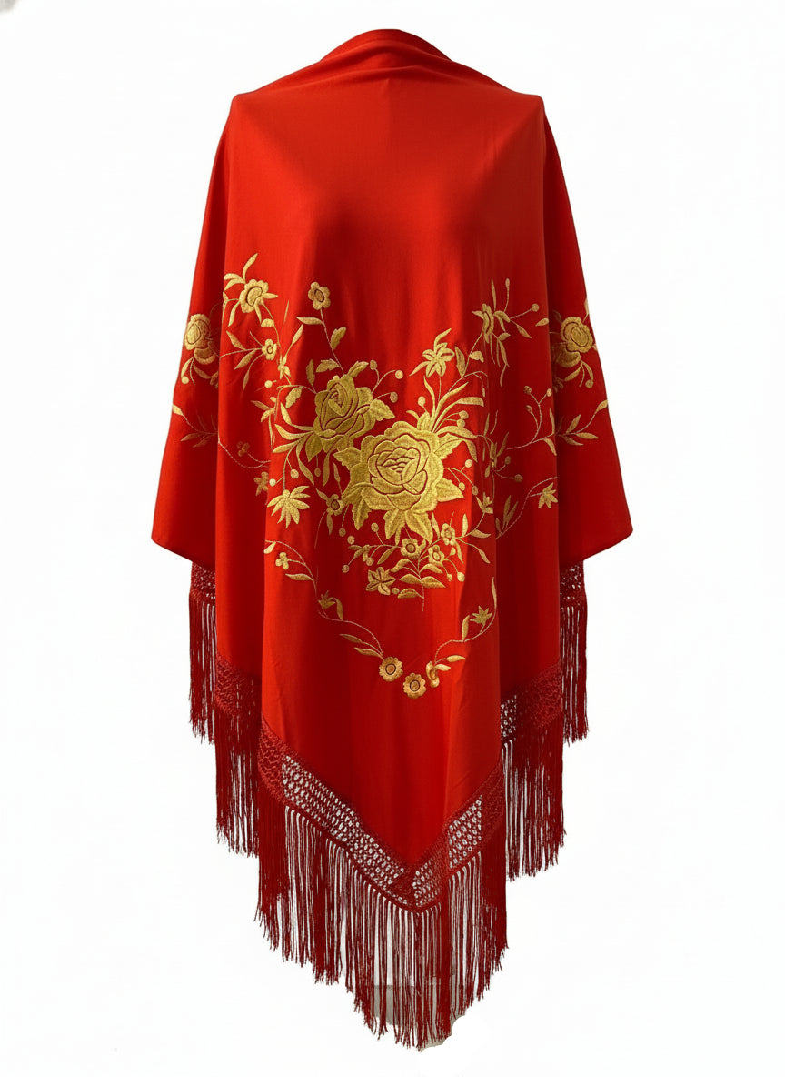 Mantoncillo Triangular Rojo con Dorado 150cm | Ref. MT180-91