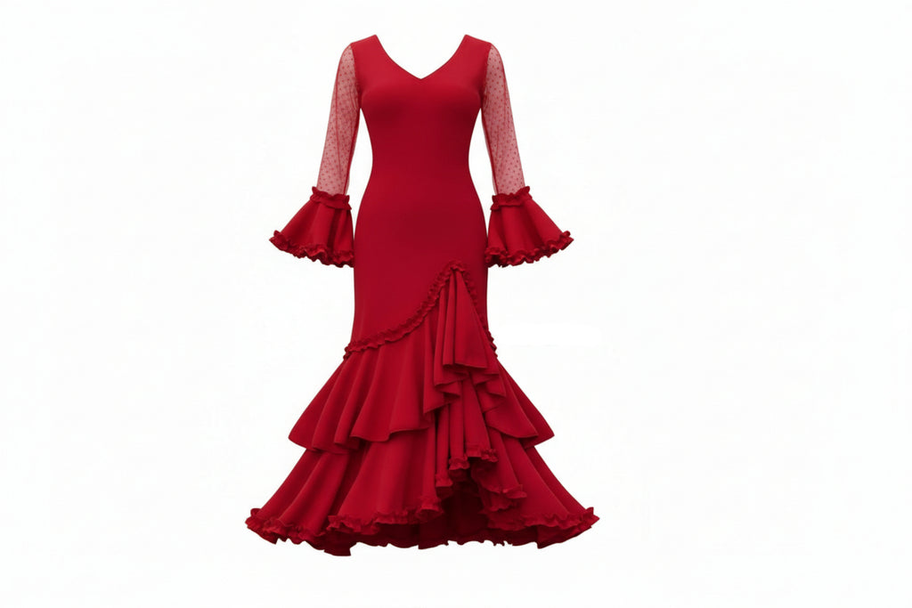 Red Flamenco Dress for Girls - Traditional Design | Ref. KL507