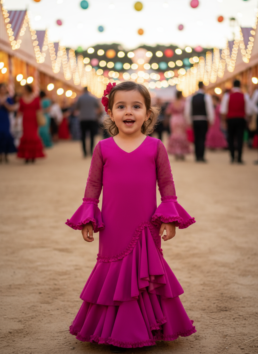 Flamenco Dress for Girls - Bougainvillea - Vibrant Color | Ref. KL507