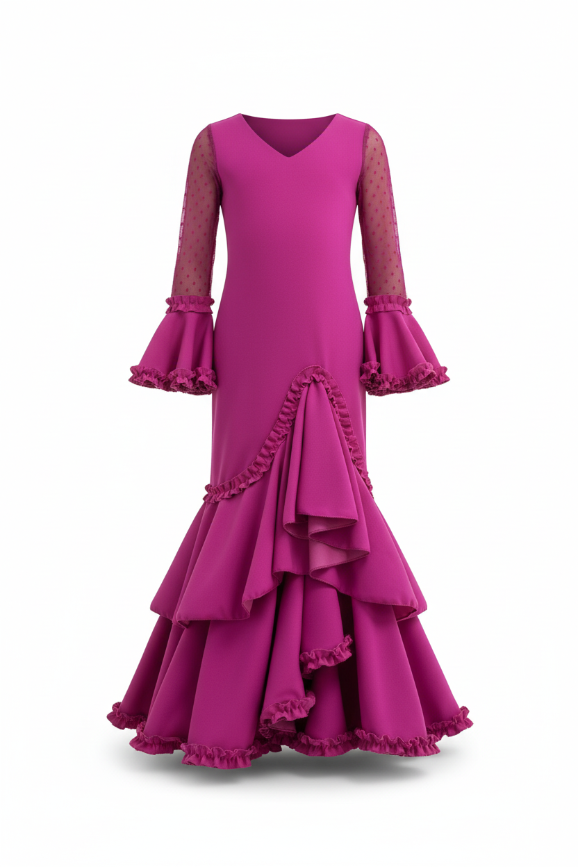 Flamenco Dress for Girls - Bougainvillea - Vibrant Color | Ref. KL507