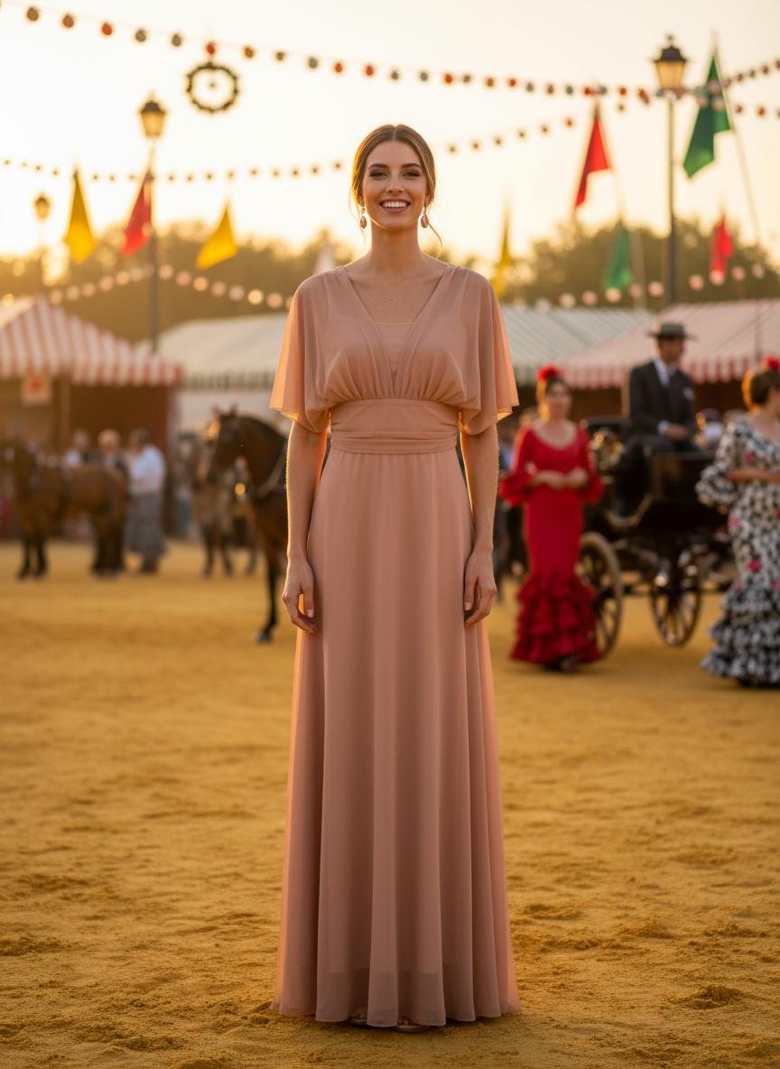 VESTIDO LARGO ROSA NUDE 3776